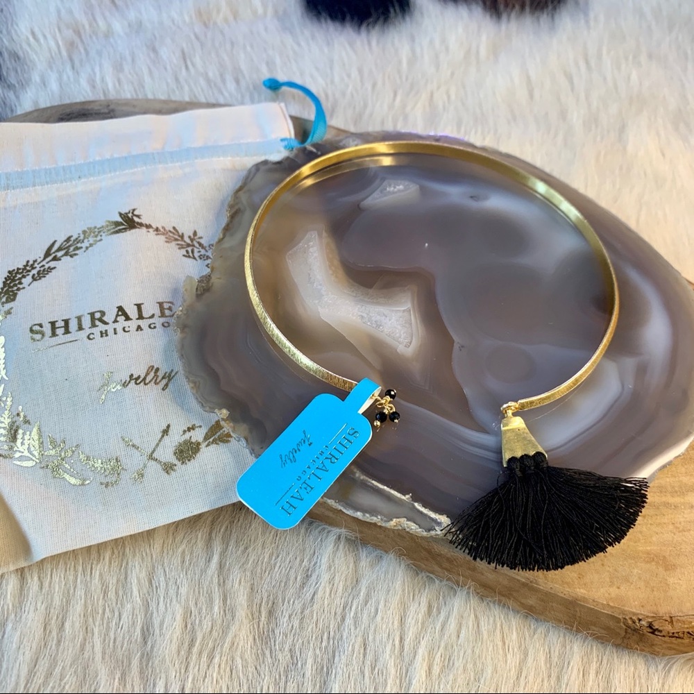 Nwt! Sants Gold, Black Tassel & Stones Choker